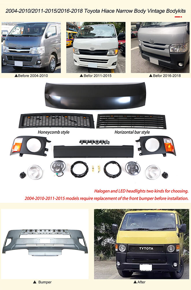 DODD Modified Hiace Narrow Body Front Bumper Accessories Body Kit For Toyota Hiace Bus details