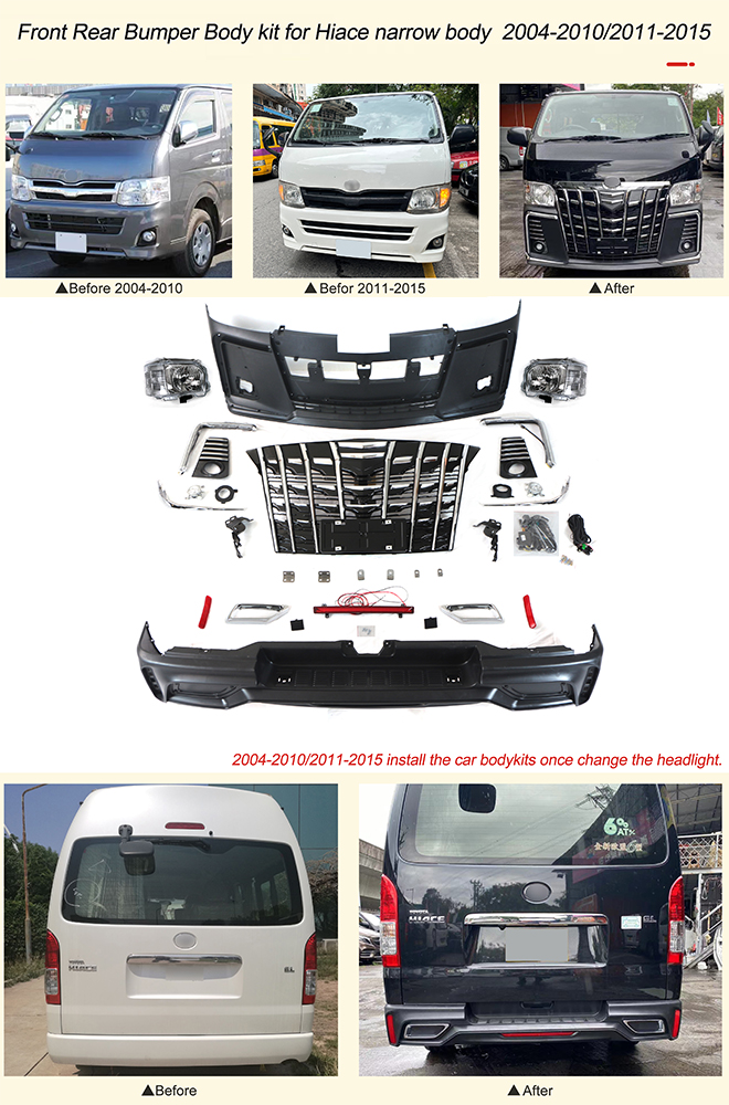 DODD Modified Hiace Narrow Body Front Bumper Accessories Body Kit For Toyota Hiace Bus manufacture