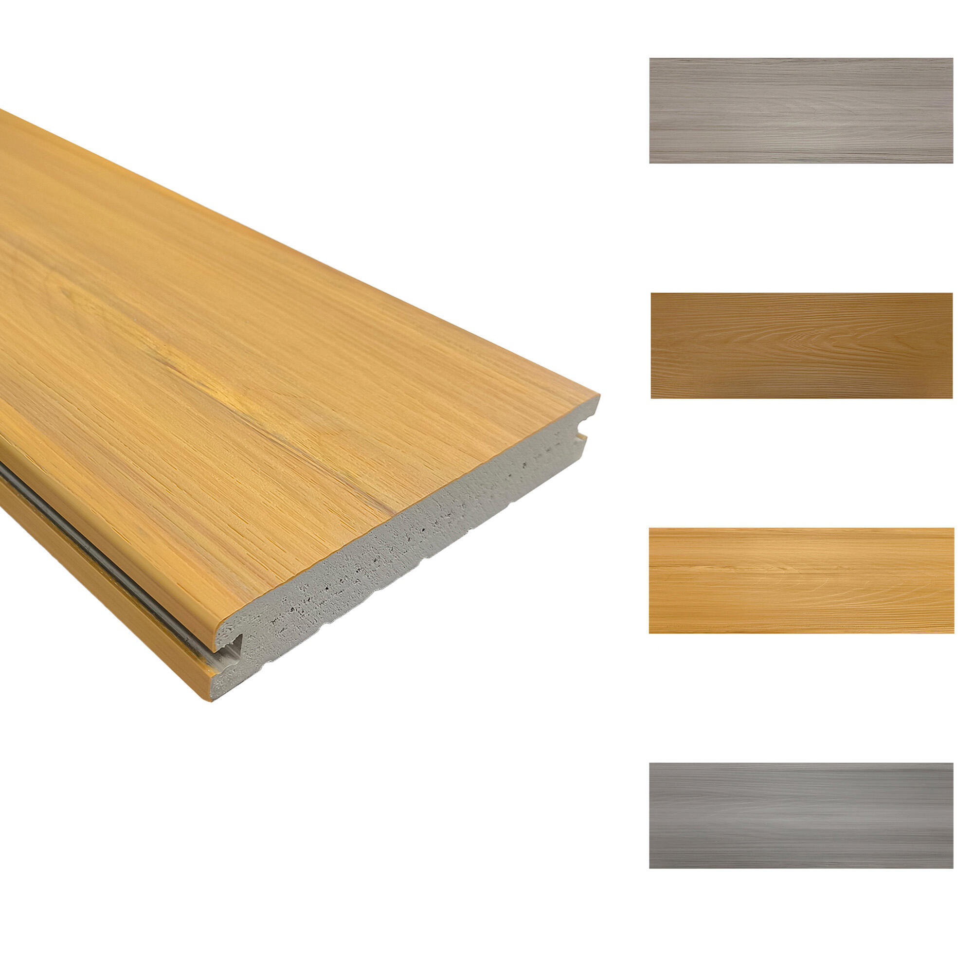 PDA001YS Yellow sandalwood color water-resistant ASA co-extrusion wood grain plastic decking                      