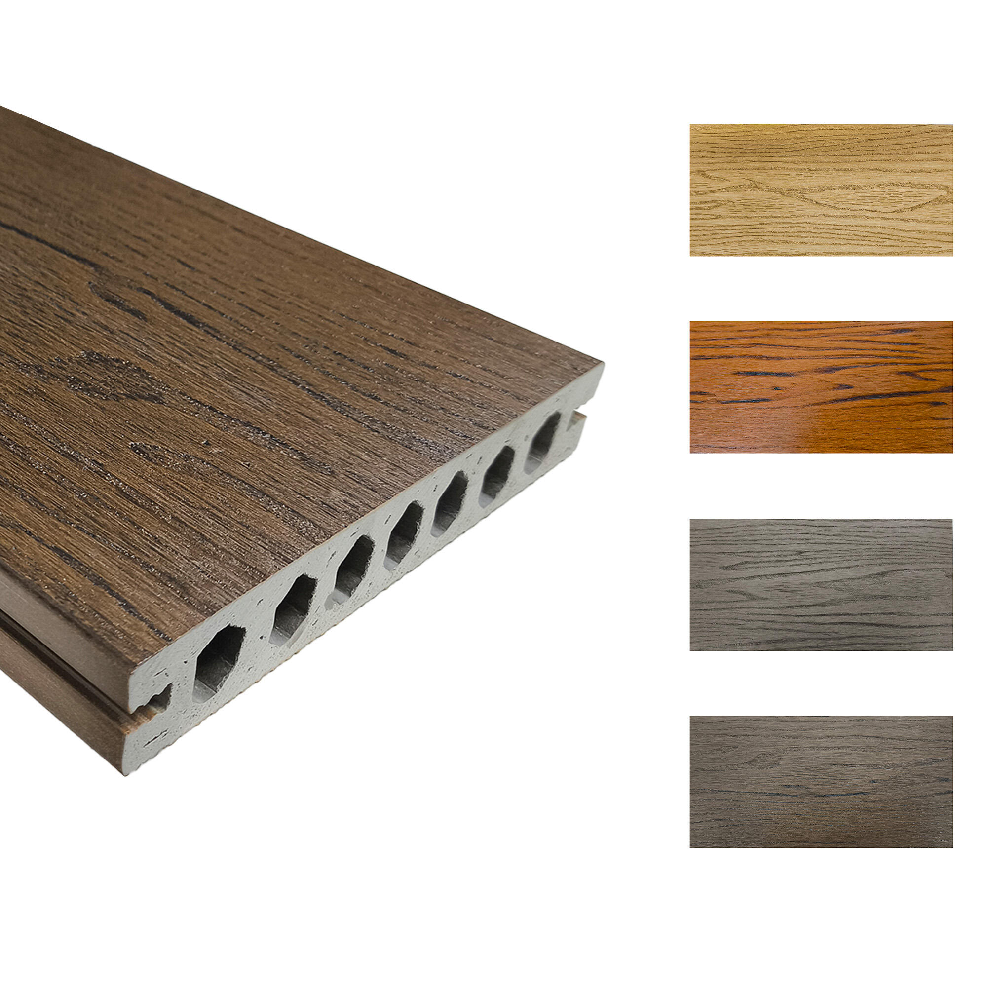  PDG057W Walnut color manufacturer plank anti-aging composite vinyl co-extruded pvc decking            