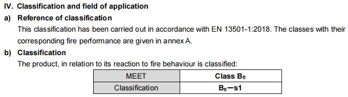 Bfl-s1 flame resistance