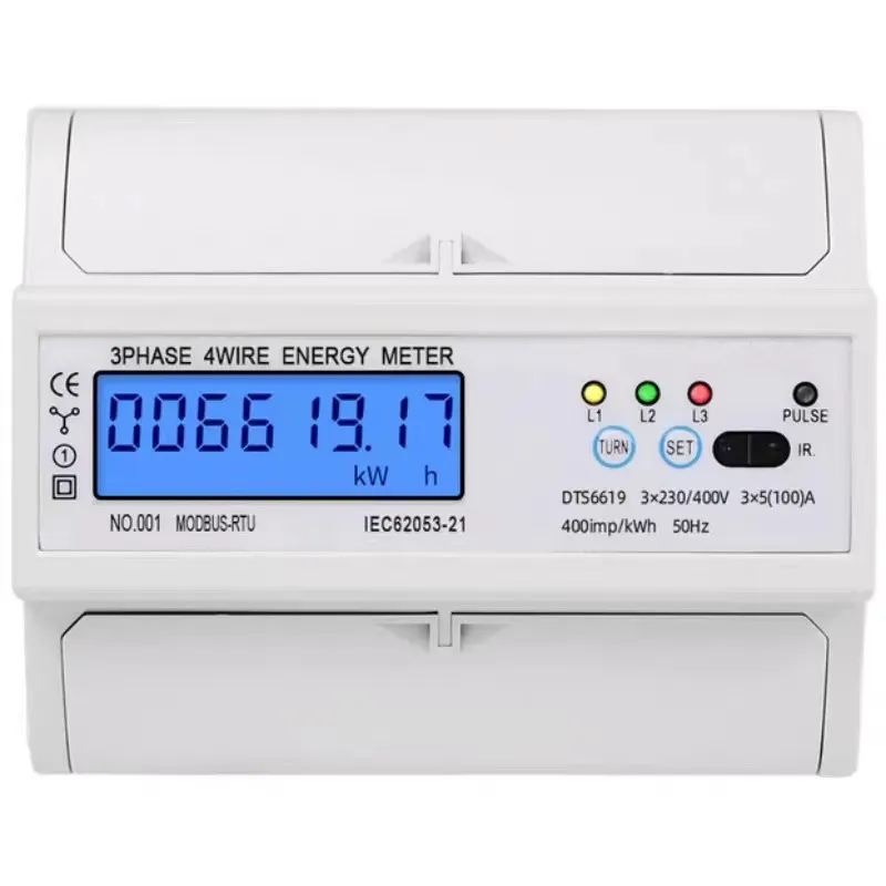 Smart Home Use 3 Phase 4 Wire Din Rail Electric Smart Energy Meter