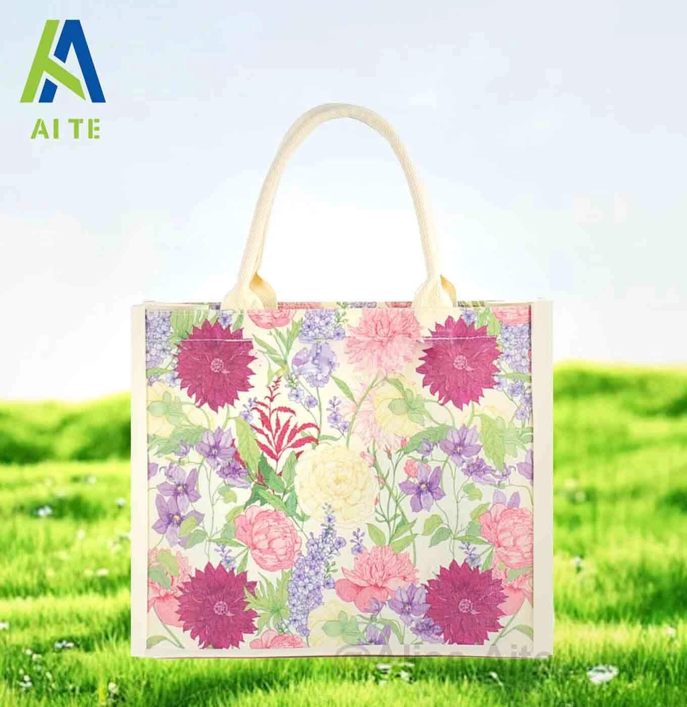 Factory Reusable Wholesale Accompaniment Bags Vintage Floral Concealed Buckle Gift Custom Canvas Tote Bags supplier