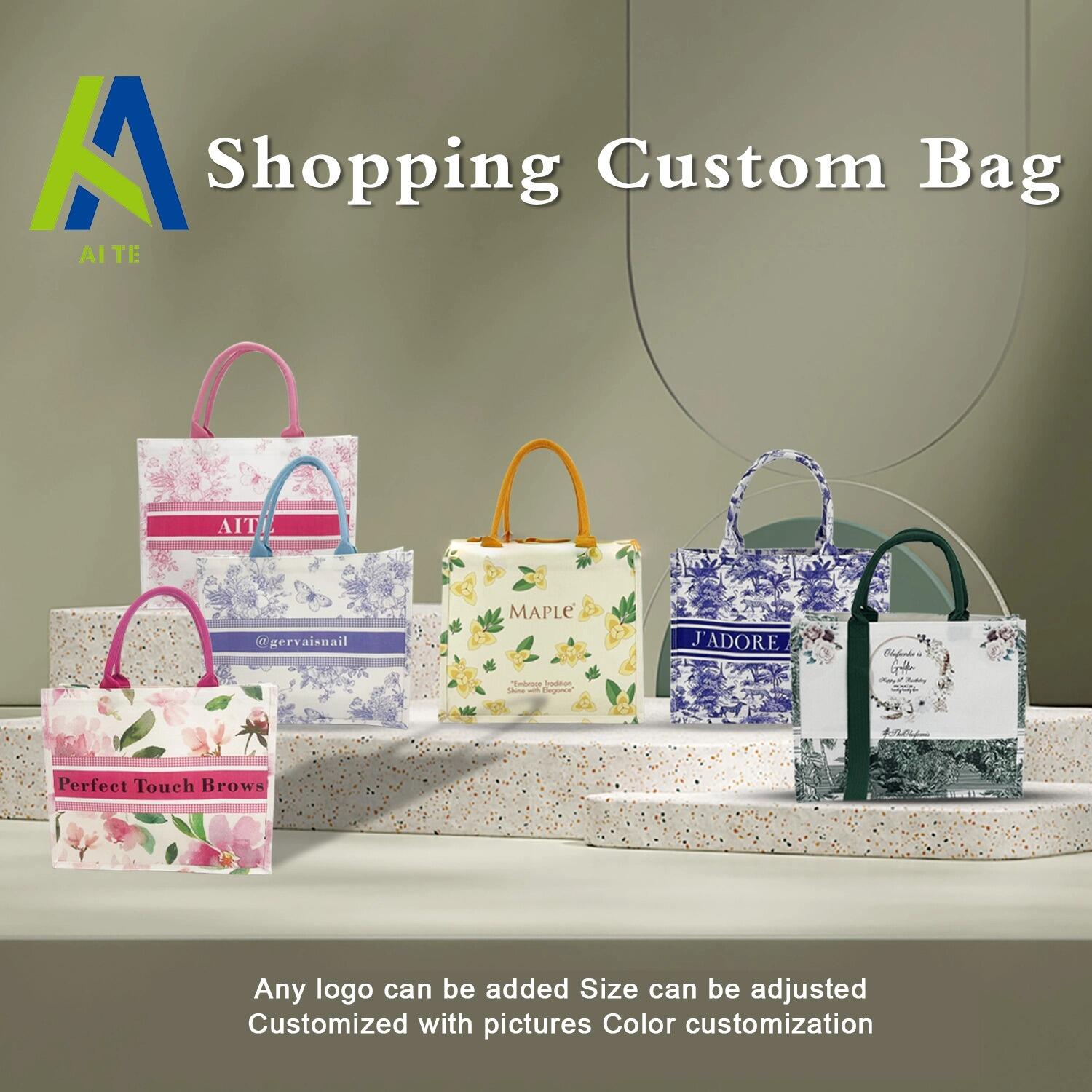 Christmas Custom Name Wedding Beach Bride Medium Cotton/Canvas Handled Tote Bag with Letter Logo for Advertising details