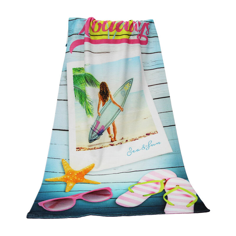 Cusom quick dry microfiber terry beach towel
