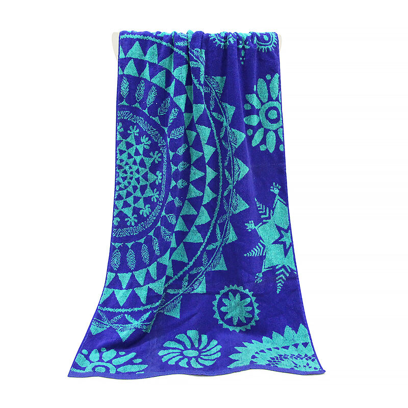 High quality pure cotton jacquard custom beach towel super soft