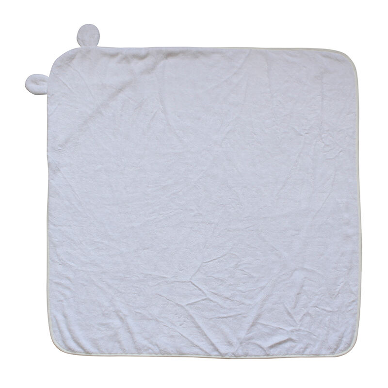 Plain white bamboo hooded towel for baby
