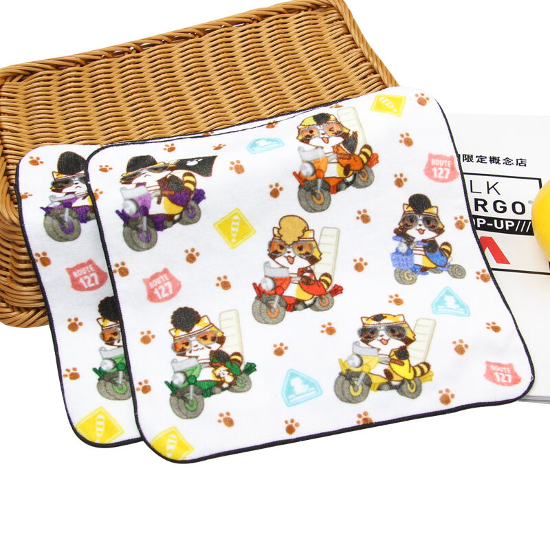 wholesale custom 100%cotton digital printed cartoon hand towel small face towel