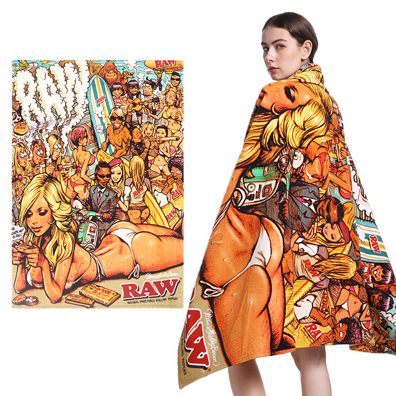 custom extra-large size 100cotton printed beach towel