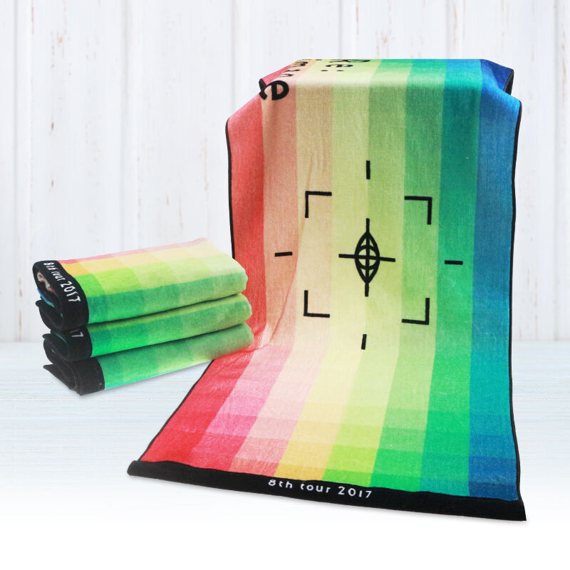 Wholesale customized digital printed stripes cotton face towel