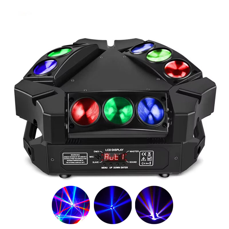 AOPU LED 9x10 واط ضوء العنكبوت RGBW DMX512 ضوء شعاع رأس متحرك للدي جي والنادي وبار الديسكو ومسرح KTV والإضاءة