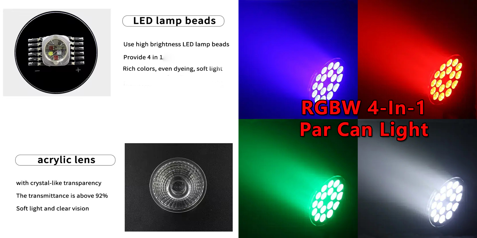 Waterproof 18 Pcs 10W LED Par Light RGBW 4In1 IP65 LED Par Can DMX ...