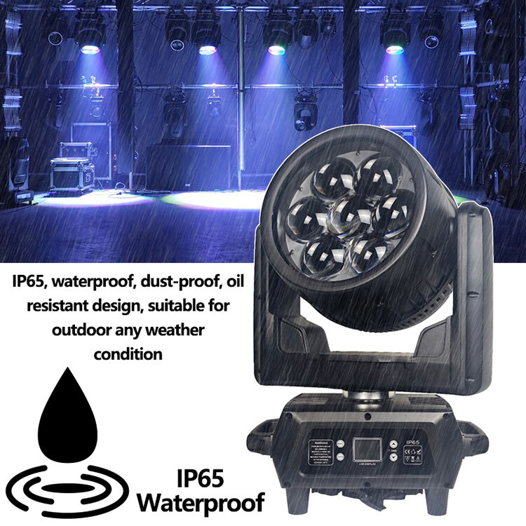 Foco móvil para exteriores AOPU RGBW de 7 x 60 W con filamento LED, IP65, para eventos al aire libre