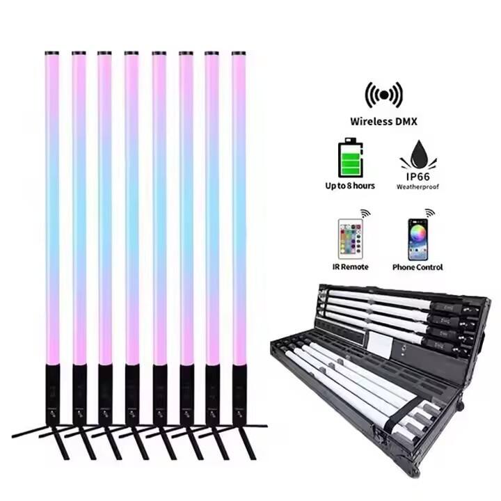 AOPU IP66 Waterproof WIFI APP Battery Powered Wireless 360 Degree RGBWA 5In1 Pixel LED Tube Light for DJ Disco Party