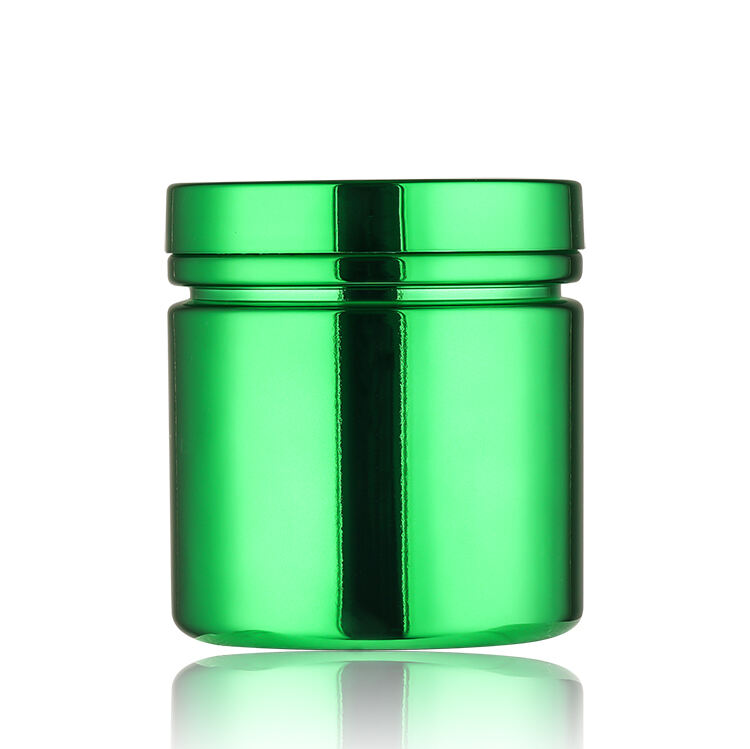 Custom Green Metal Plastic Container for 120 Tablets Gummies