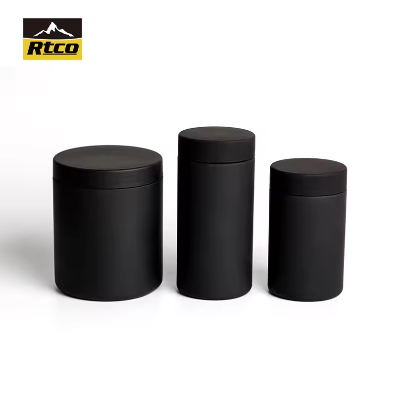 Wholesale Empty Multi-specification Black Soft Touch Plastic Jars for Gummies