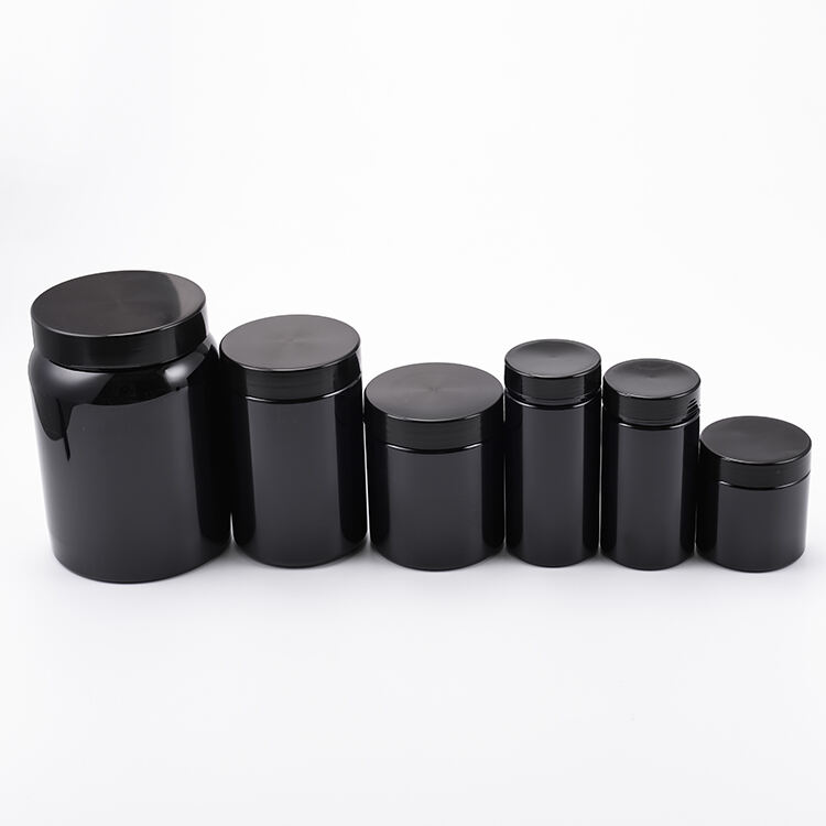 Wholesale Empty Multi-specification Black PET Plastic Jars for Gummies