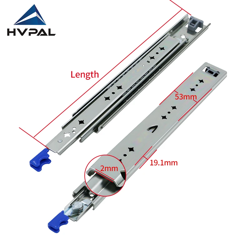 HVPAL Premium Jaki Samo-kočni Fiokni vodilice Kapacitet 115kg, Neprespojive, 3-sekcijske kuglične vodilice