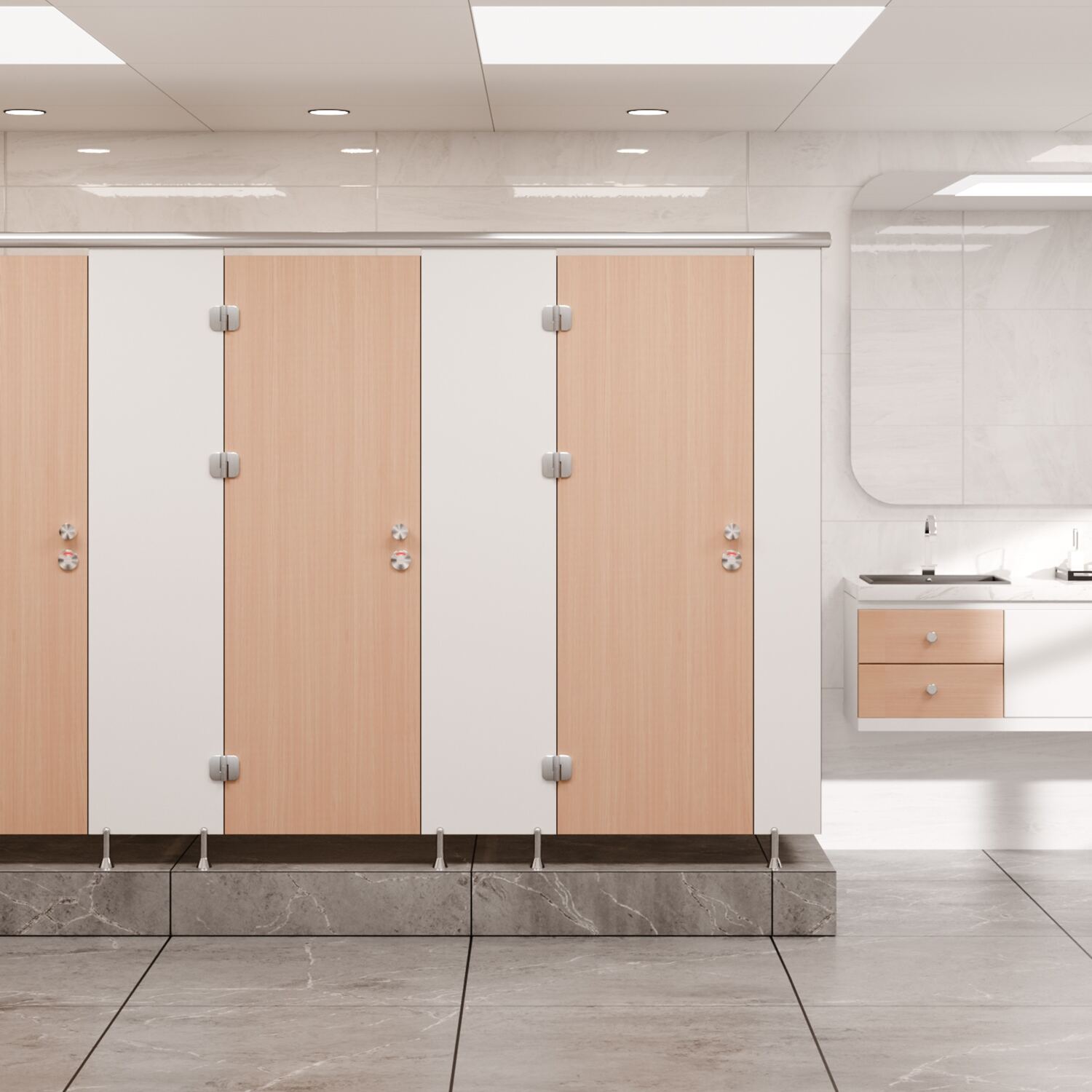 Customizable HPL Cubicle for Fitness Centers & Schools, Moisture-Proof Commercial Partition