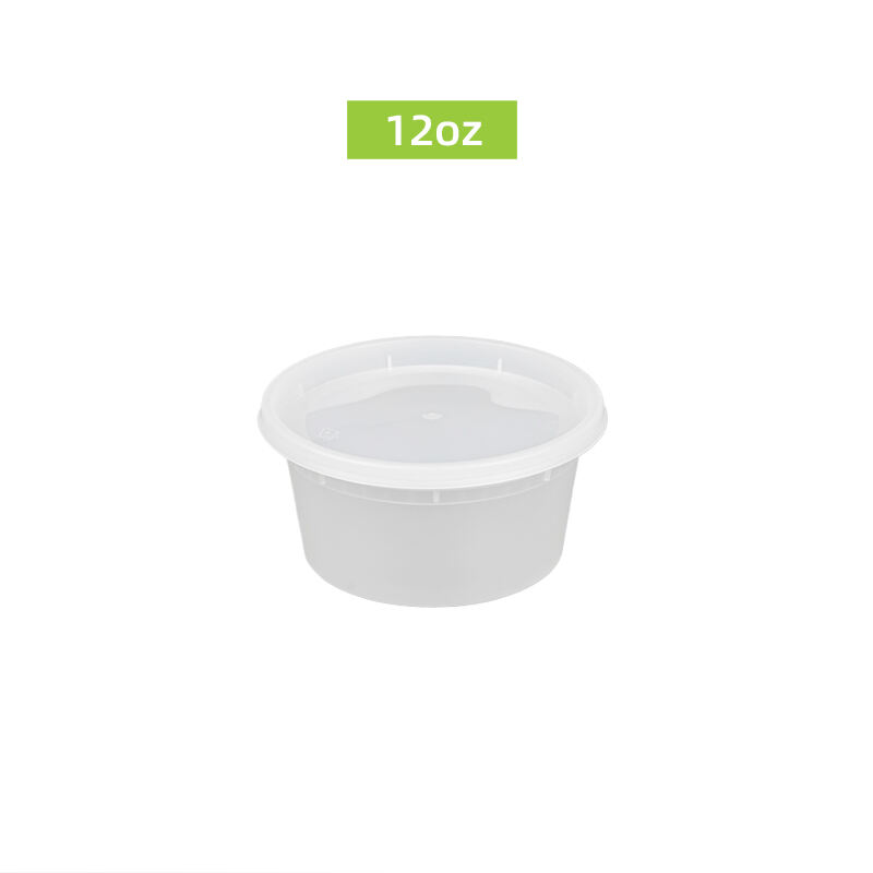 12oz ODM/OEM Disposable Plastic Round Microwave Food Container, Leak Proof Takeaway Deli Container