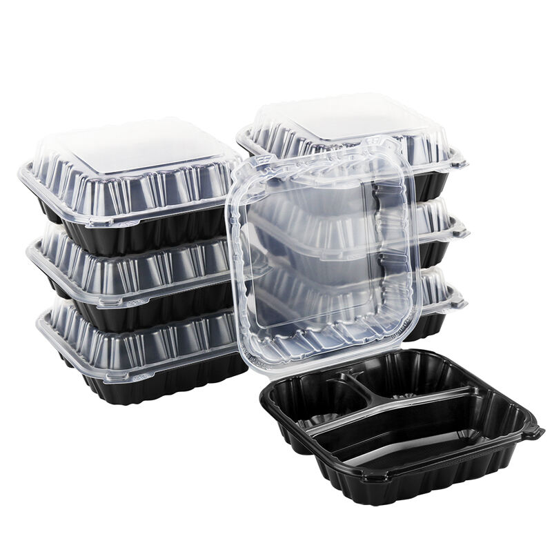 3 Compartment Take Out Hinged Clamshell Container