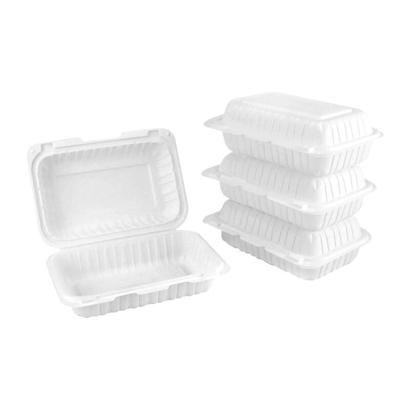 100% BPA-Free White Rectangular Clamshell Food Container