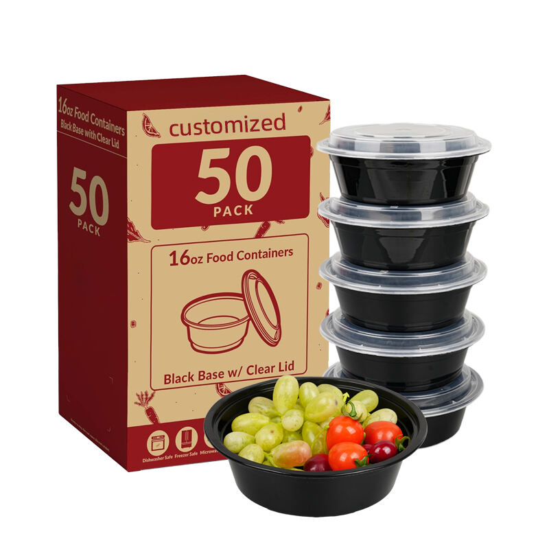 42oz Black Round Meal Prep Containers