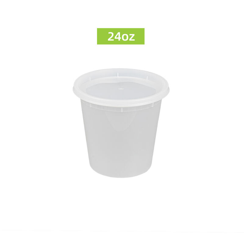 24oz Disposable Plastic Round Deli Container With Lid