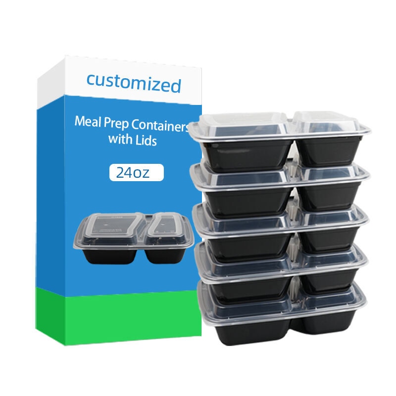 2 Compartment Disposable Plastic  Takeaway Food Containers