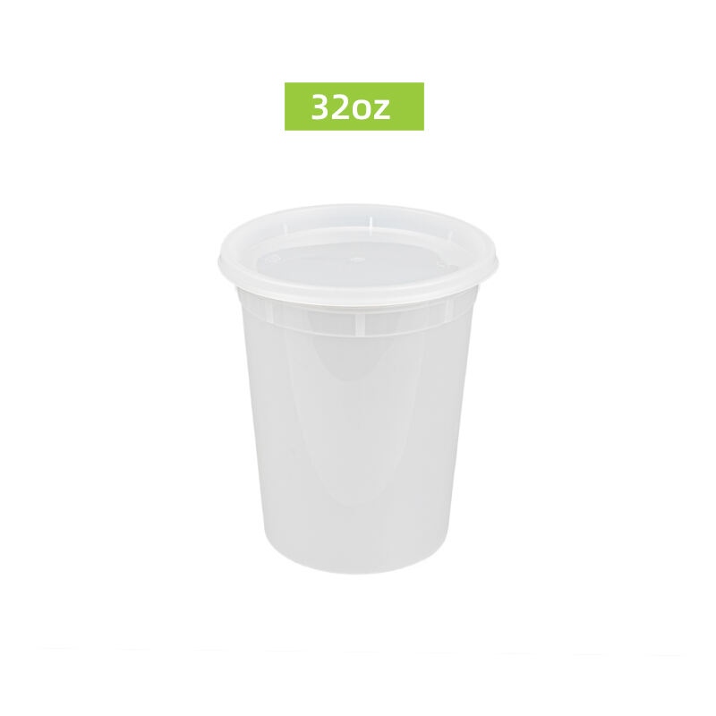 32oz Disposable Plastic Round Deli Container With Lid