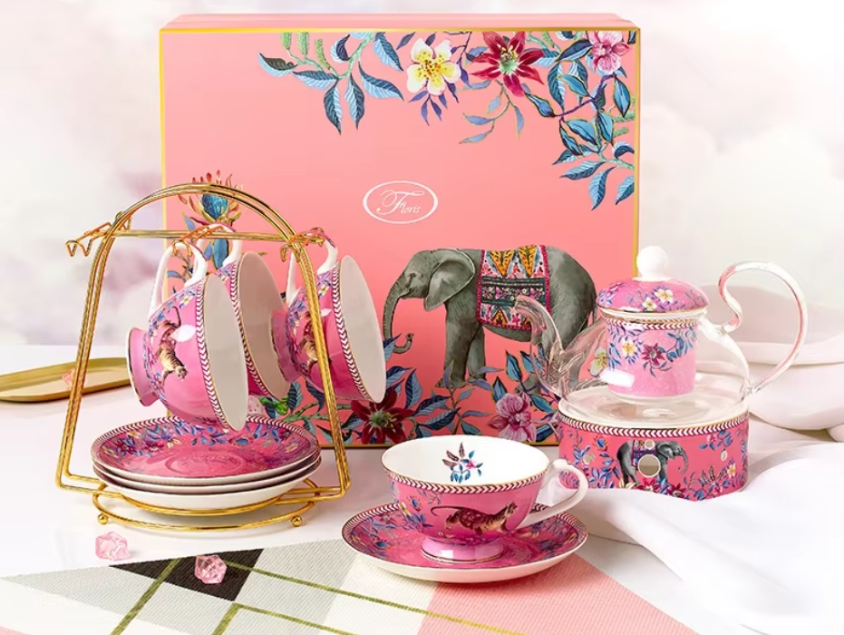 Personalized Porcelain Tea Cup – Pastoral Butterfly Flower Bone China Coffee Mug Set,| Custom Made-to-Order OEM/ODM