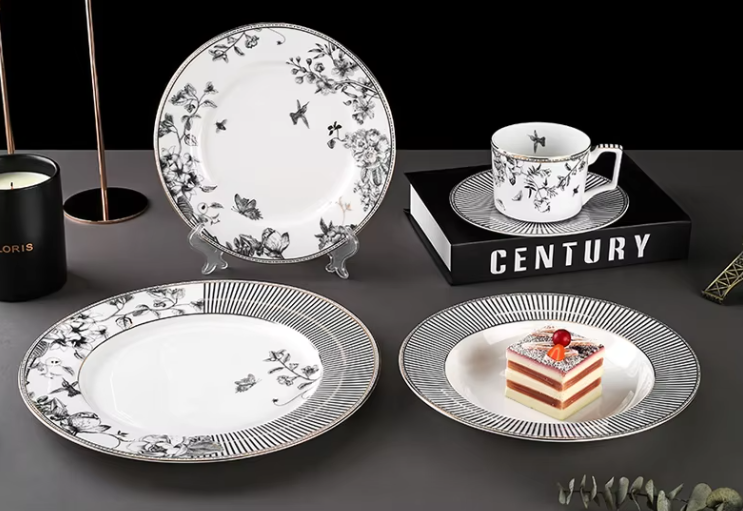 Mosaico Creativo Personalizzato con Design Classico in Porcellana Blu, Piatti in Osso da 10,5 Pollici