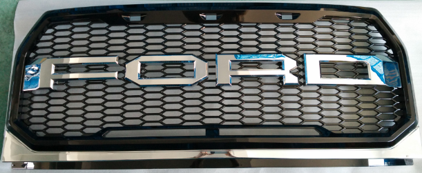 2015-2017 Ford F-150 FT-003-7 tërheqje e zezë mat, bar i poshtëm i zezë brill dhe 4 fjalë