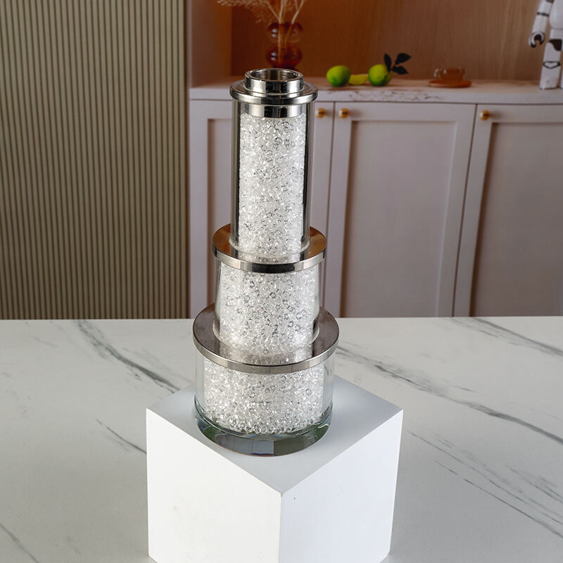 SmallBridge New Wholesale Double layered Crystal Candlestick Diamond Filled Customizable Home Decor