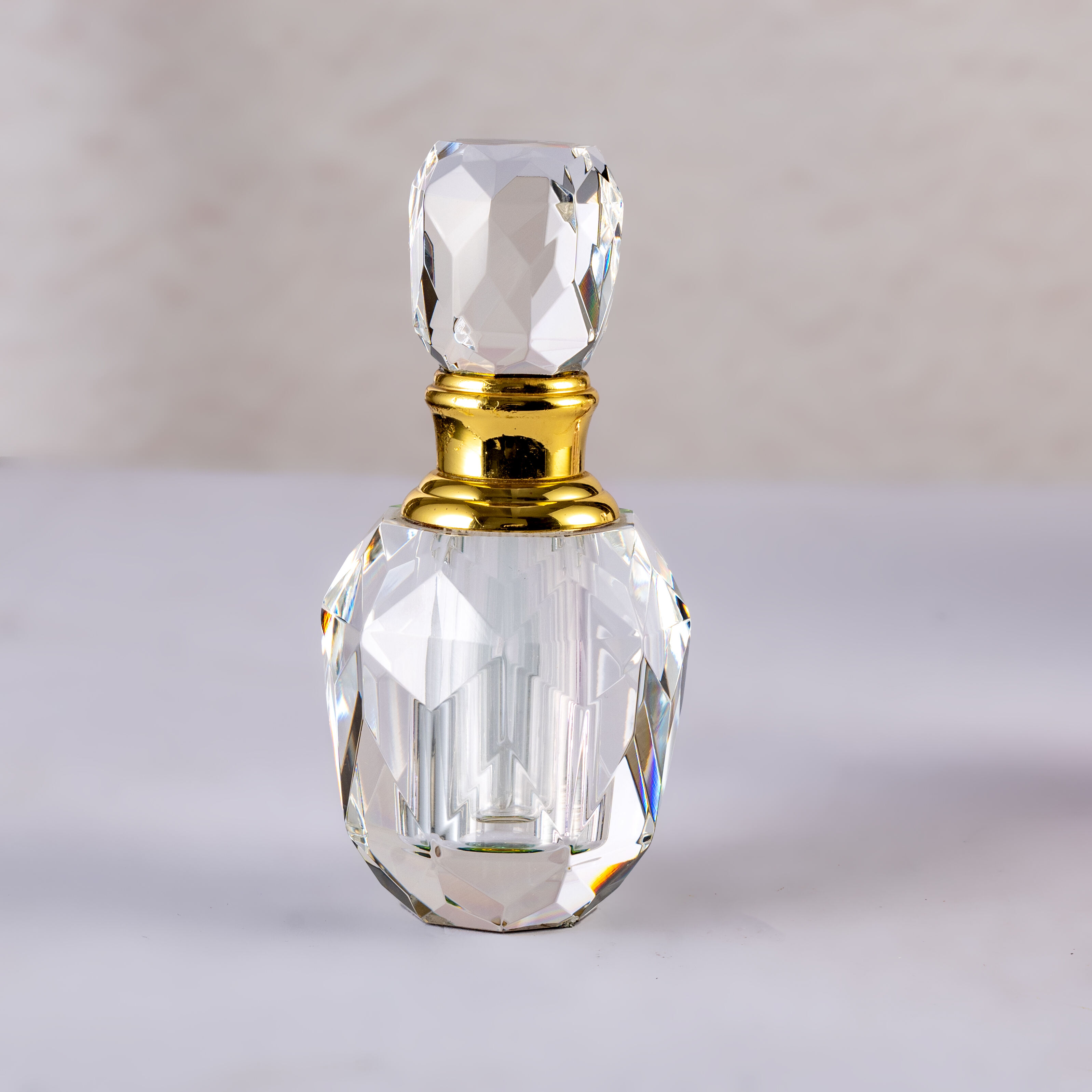 زجاجة عطر كريستال فاخرة صغيرة الحجم للتجارة بالجملة، وردي وأبيض زوج زجاجة زيت عطري أساسي مع عصا القطرات المائية للاستخدام الشخصي