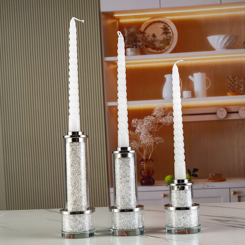 SmallBridge's new wholesale crystal candle holder with diamond filling can be customized as a home decoration