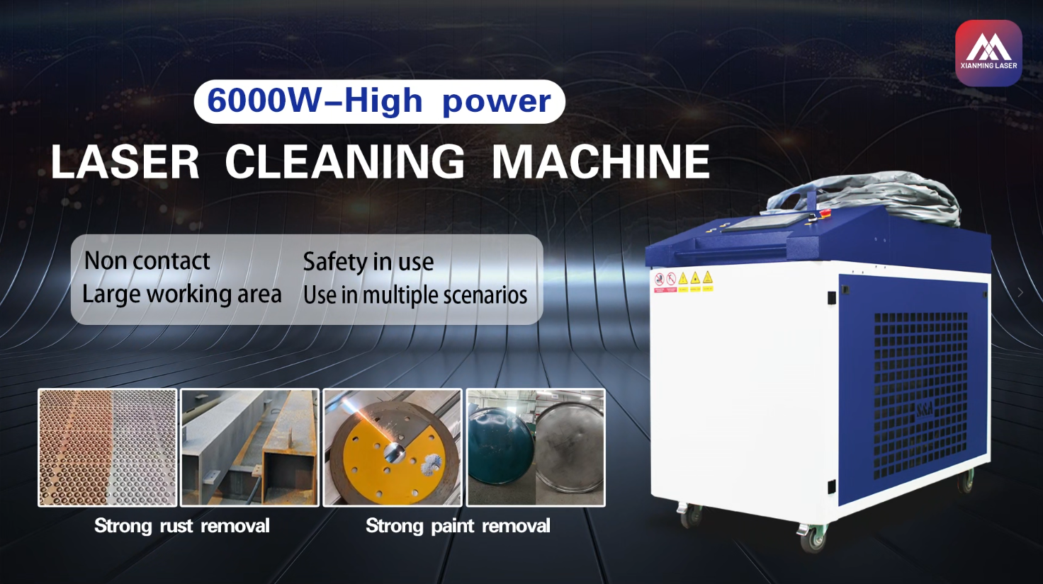 Experience Powerful Xianming Laser 6000W Laser Cleaning Machine Performance