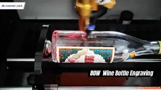 80W CO2 Fiber Laser Cutting Machine Standard Rotary Axis Engraving Wine Bottle