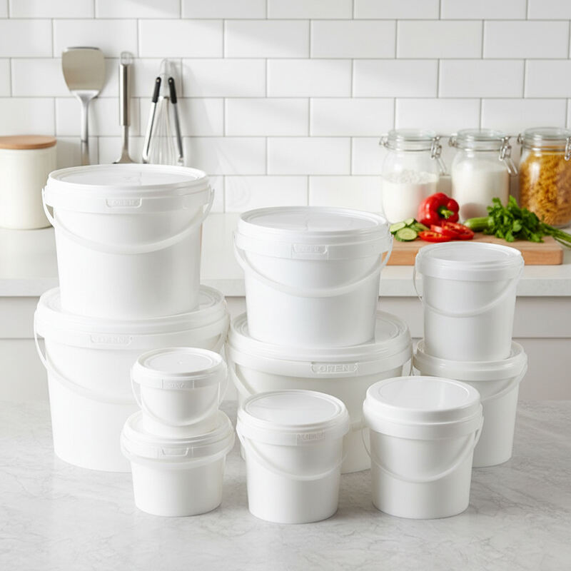 Factory Custom 1L PP Food Grade Clear White Plastic Round Buckets