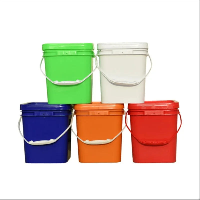 Wholesale 5 Gallon Plastic Buckets Square Buckets Plastic Pail With Lid Food Grade Rectangular Buckets Printing Custom Color