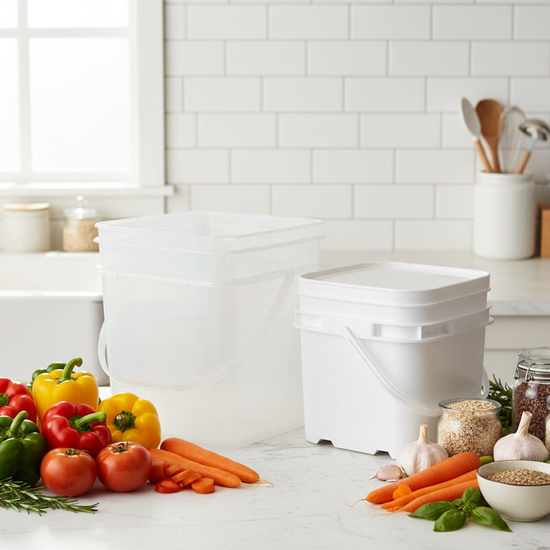 Factory Wholesale Food Grade Square Buckets, Pet Food Sealed Buckets, Transparent and Opaque with Handles and Lids