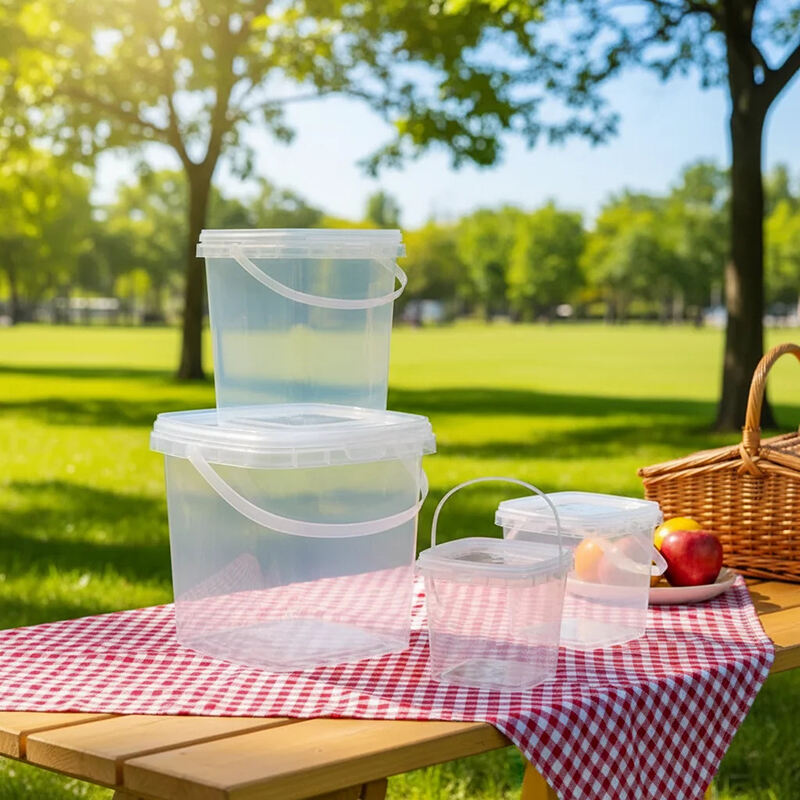 Factory Wholesale Food Grade Square Buckets, Pet Food Sealed Buckets, Transparent and Opaque with Handles and Lids