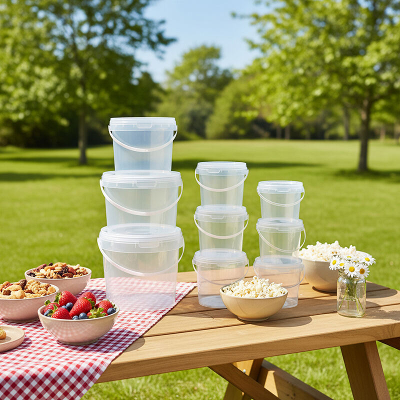 Factory Customized Reusable 1L-5L Small Capacity sealed Container Popcorn Bucket Jam Bucket Seasoning Bucket with Lid and Handle