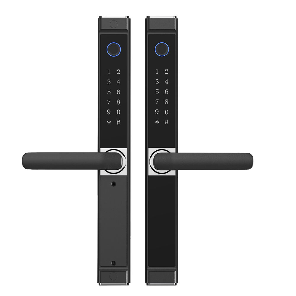 Kaisstar X3Pro TTlock Tuya Wifi Elektrisches Schlüsselloses Biometrisches Doppelter Fingerabdruckschutz Wasserdichtes Aussen-Aluminium-Schmales Schiebeglasgriff-Türschloss