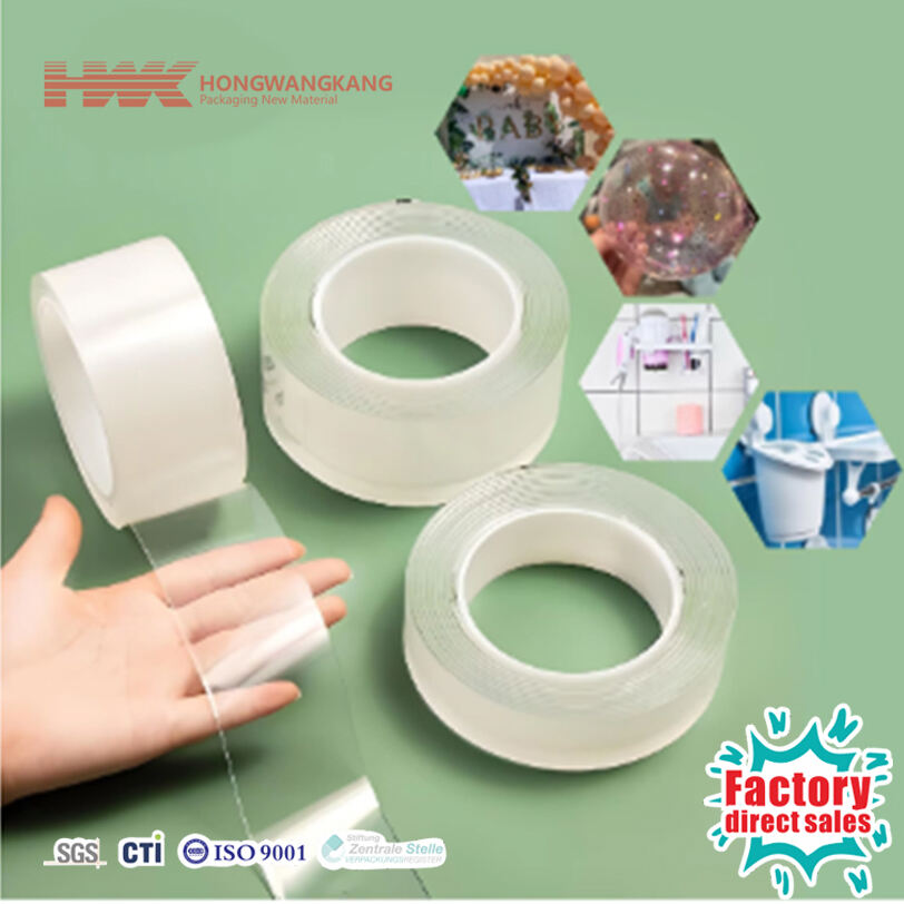 HWK Malakas na Pagdikit na Maihiwalay na Double Sided Maaaring Maglinis na Adhesive Tape Strips Gel Magician Nano Tape Transparente Waterproof Acrylic