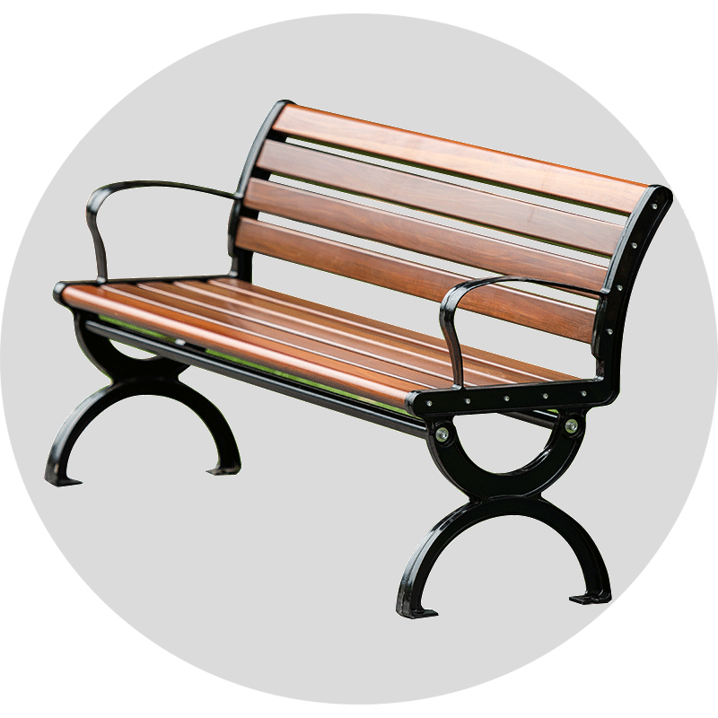 Zinc alloy outdoor park bench with backrest