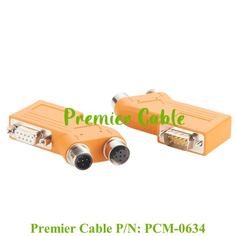 Profibus DP Cable Adapter DB9 to M12 Connector 35 Degree Cable Outlet