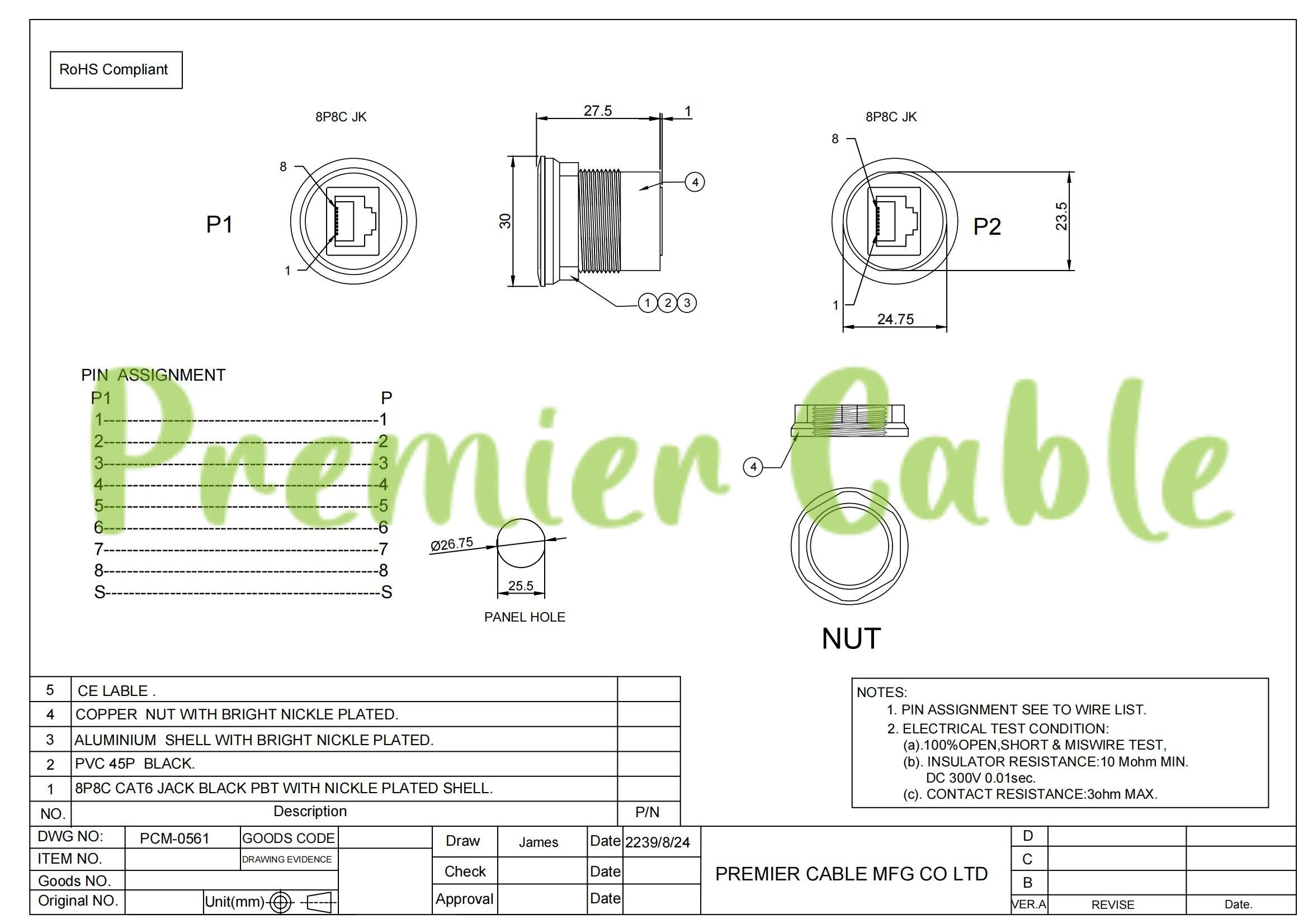 Waterproof RJ45 Female to Female Connector for Profinet M12 D-Code to RJ45 Extension Cable factory