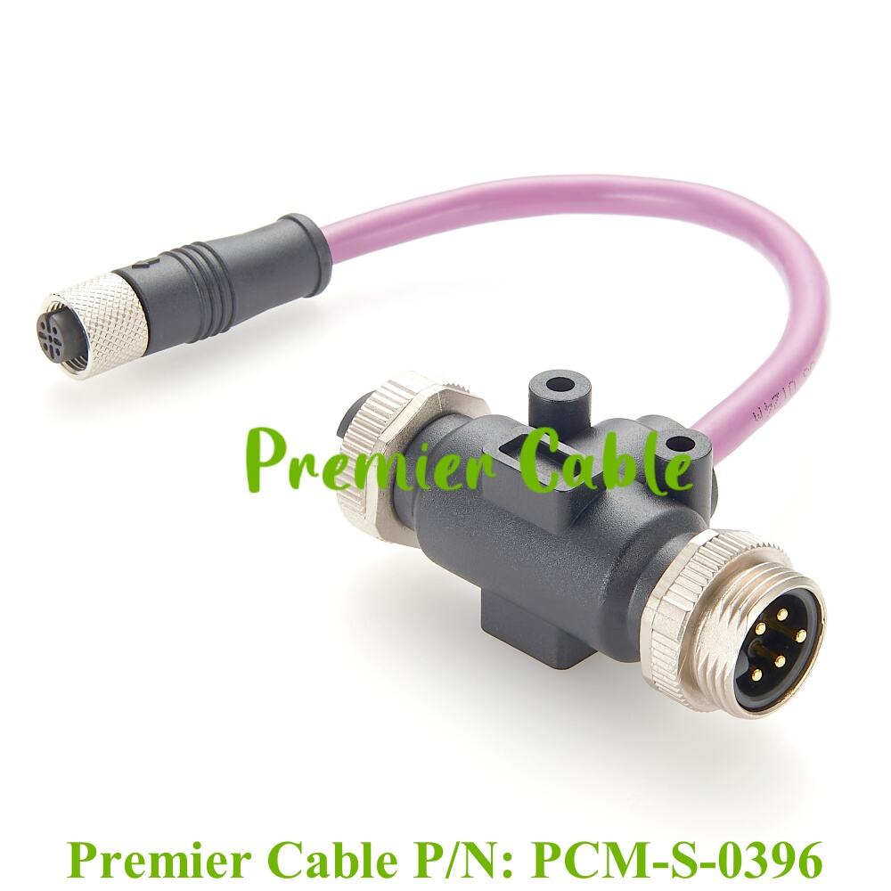 DeviceNet DNV CANopen Trunk Line 7/8''-16UNF Mini-C-ից M12 Micro-C Tee Splitter Cable