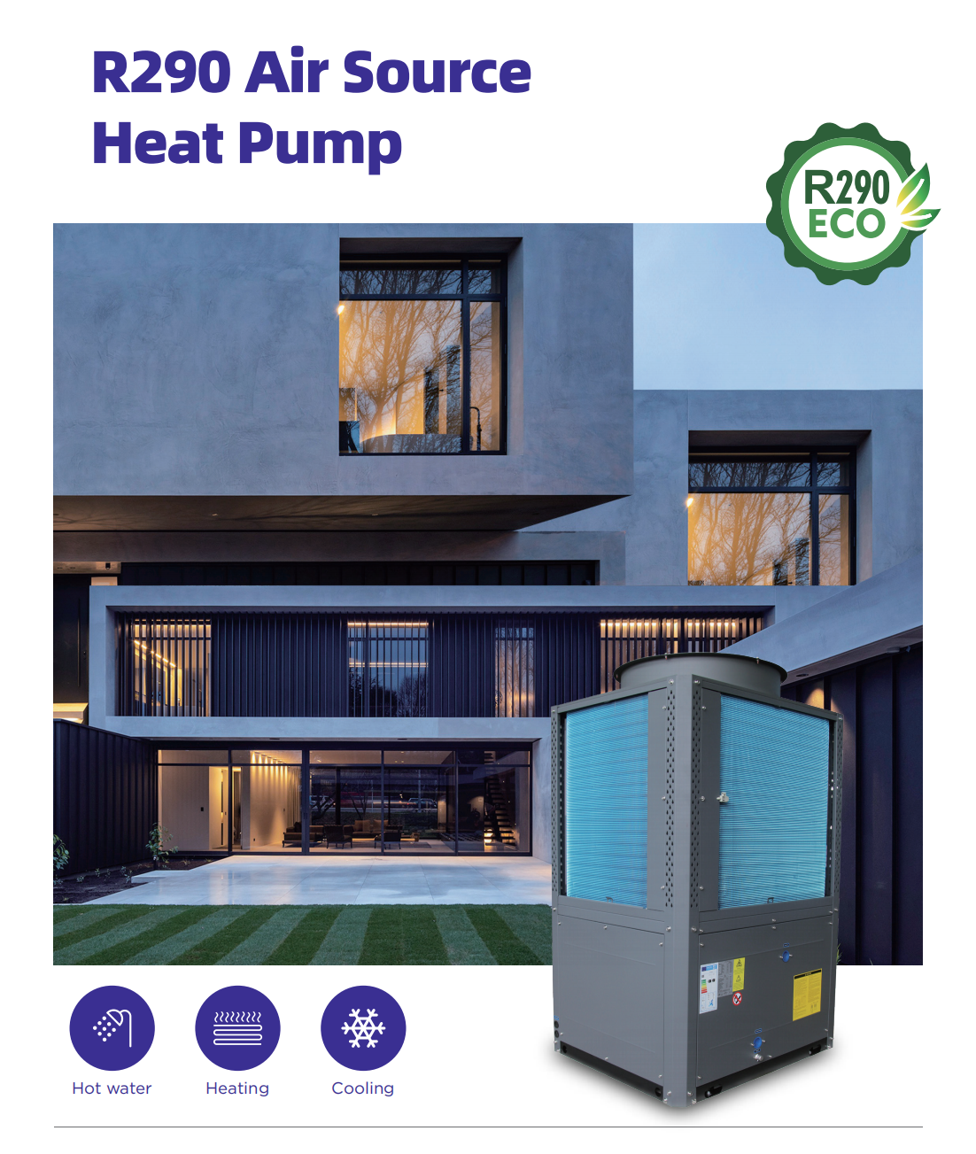 MICOE Commercial 50kw House Heating Heat Pump R290 მაცივარი A+++ ERP წარმოებით